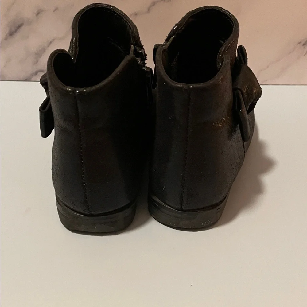 Cat & Jack Toddler Girl Size 9 Sparkle Black Bow Ankle Boots Side Zip
